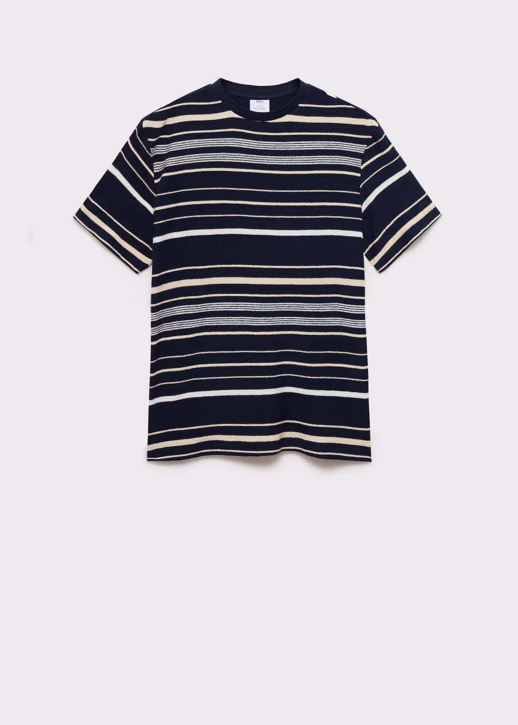 100% cotton regular-fit striped t-shirt - Ecru