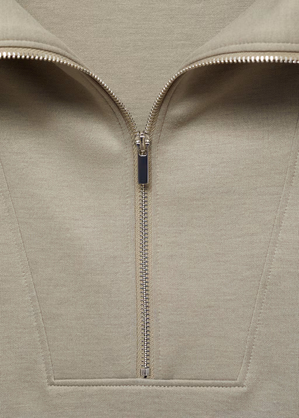 Knitted zip-neck sweatshirt - Khaki