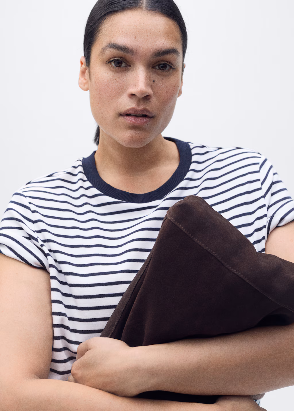 Striped short-sleeved cotton t-shirt - Blue