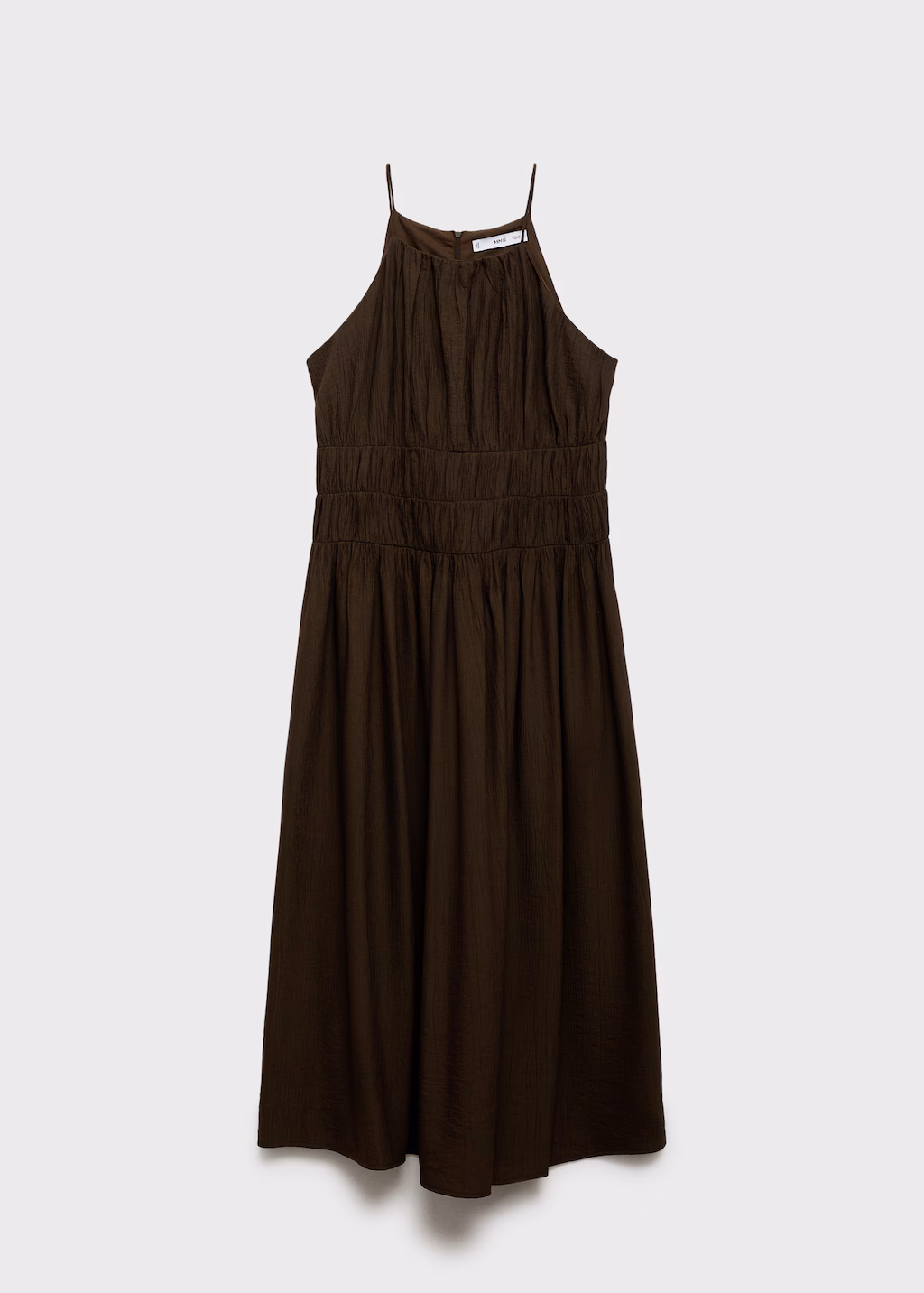Midi-dress with gathered waist - Brown