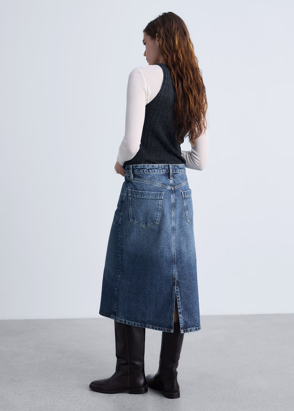Denim midi-skirt - Dark Blue
