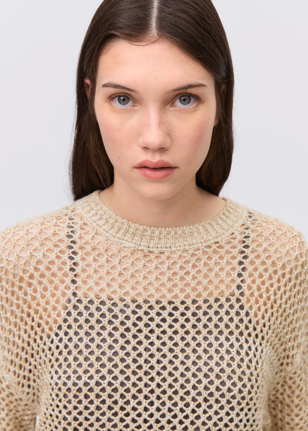 Openwork knit sweater - Beige