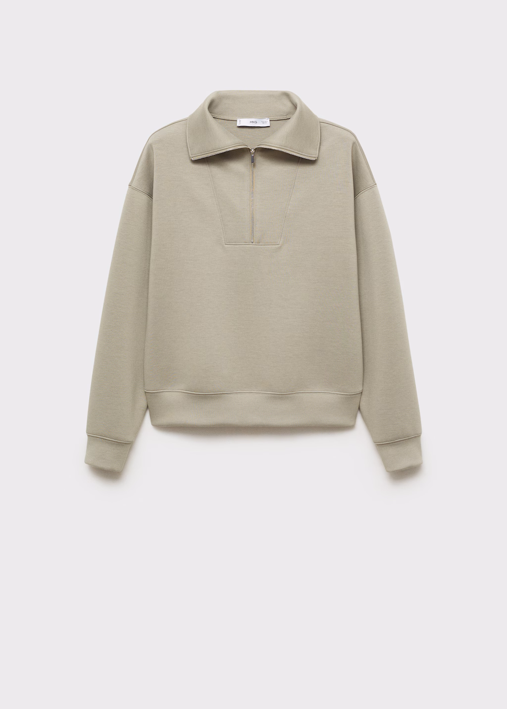 Knitted zip-neck sweatshirt - Khaki