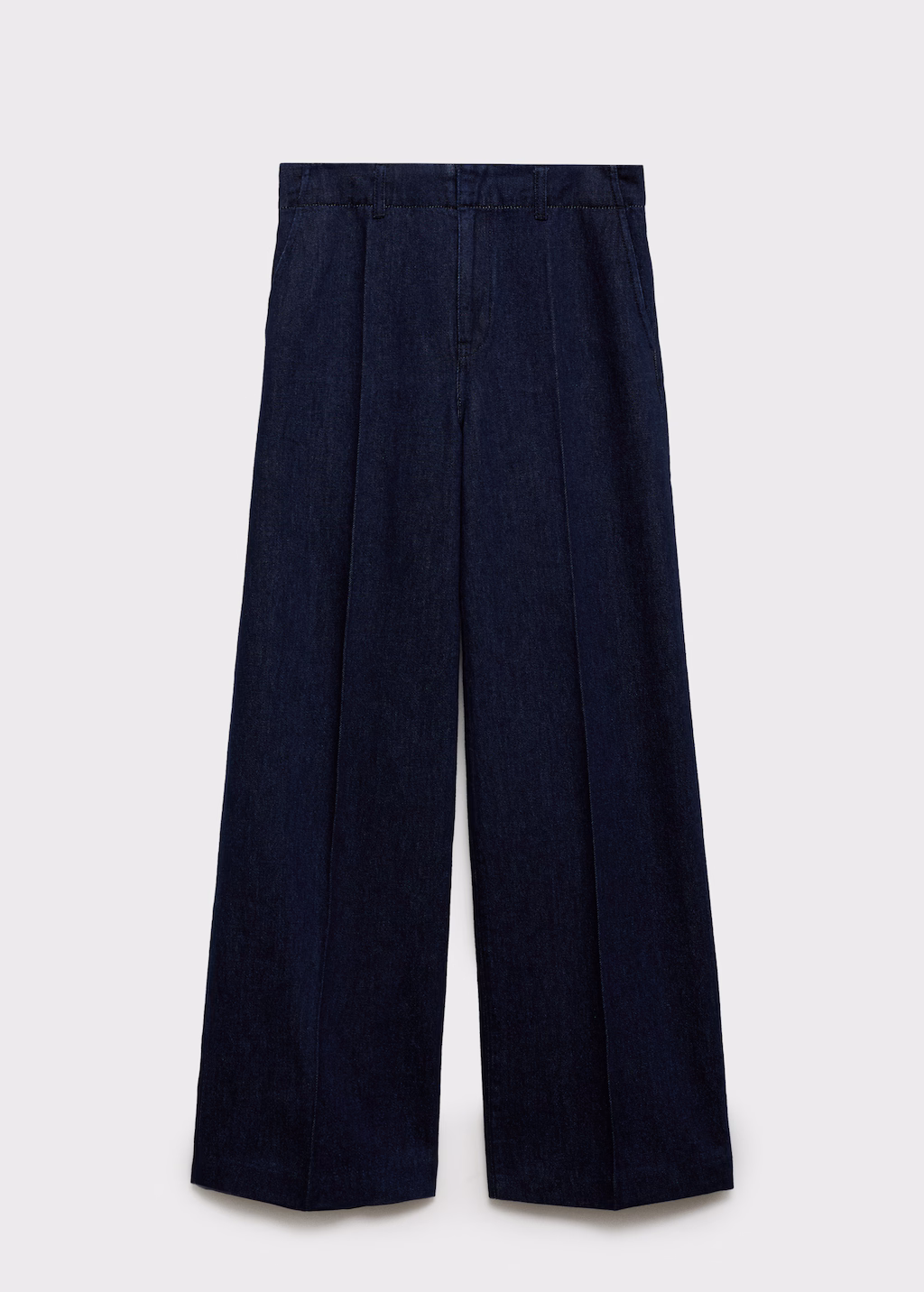 High-waisted wideleg cotton trousers - Ecru