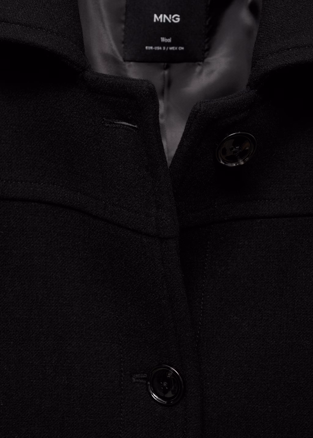 Midi wool coat with buttons - Black