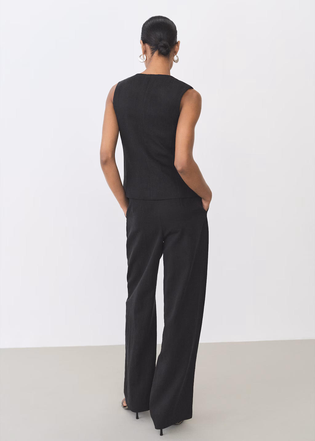 Straight lyocell suit trousers - Black