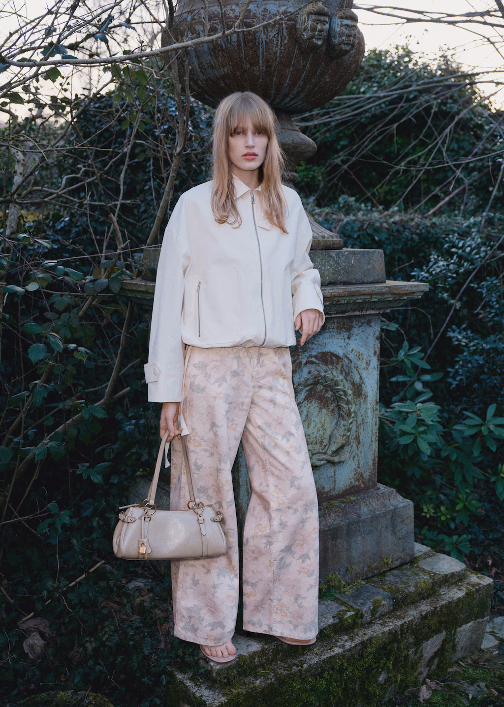Floral-print wideleg jeans - Pastel Pink