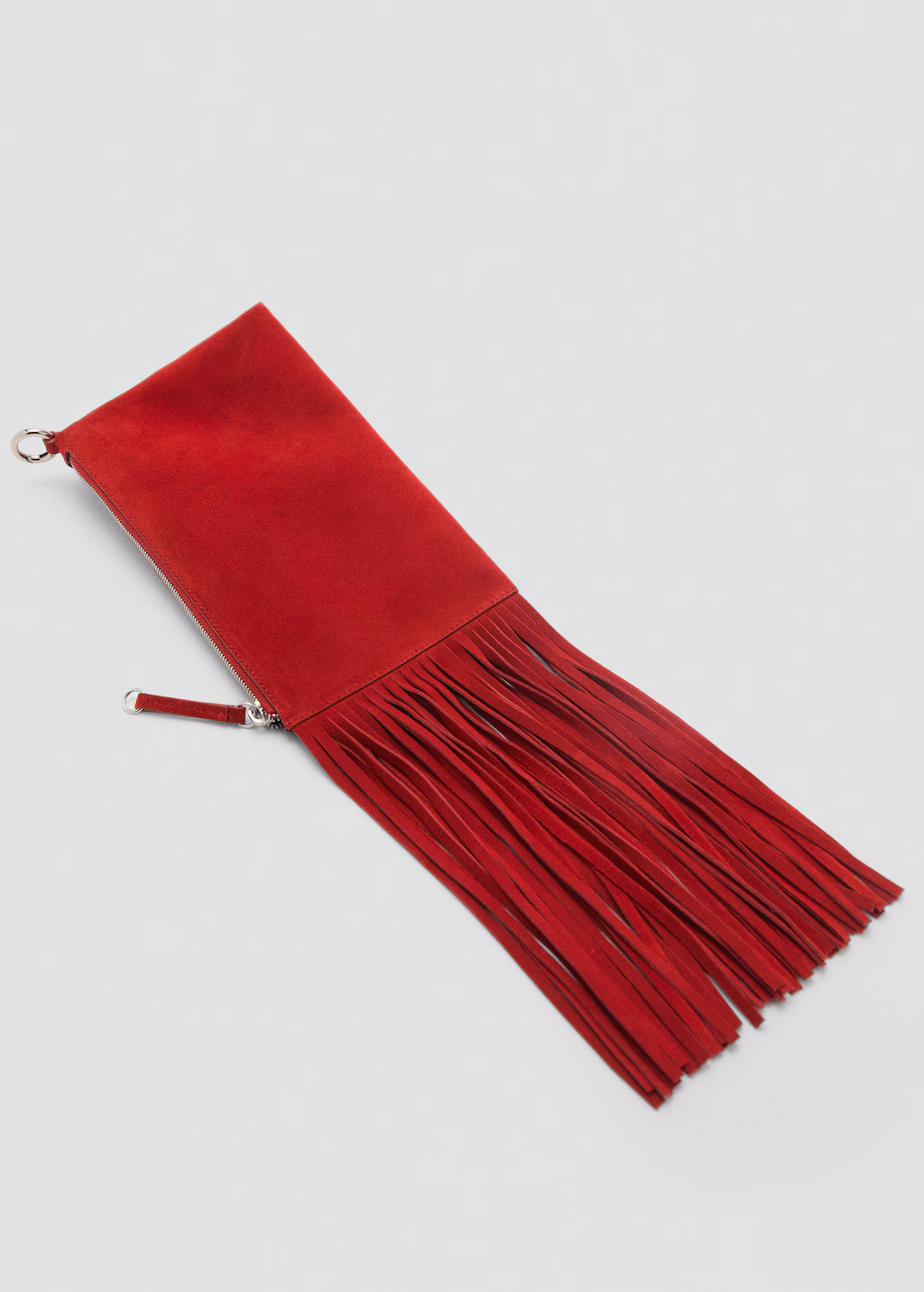 Leather handbag with fringes - Red