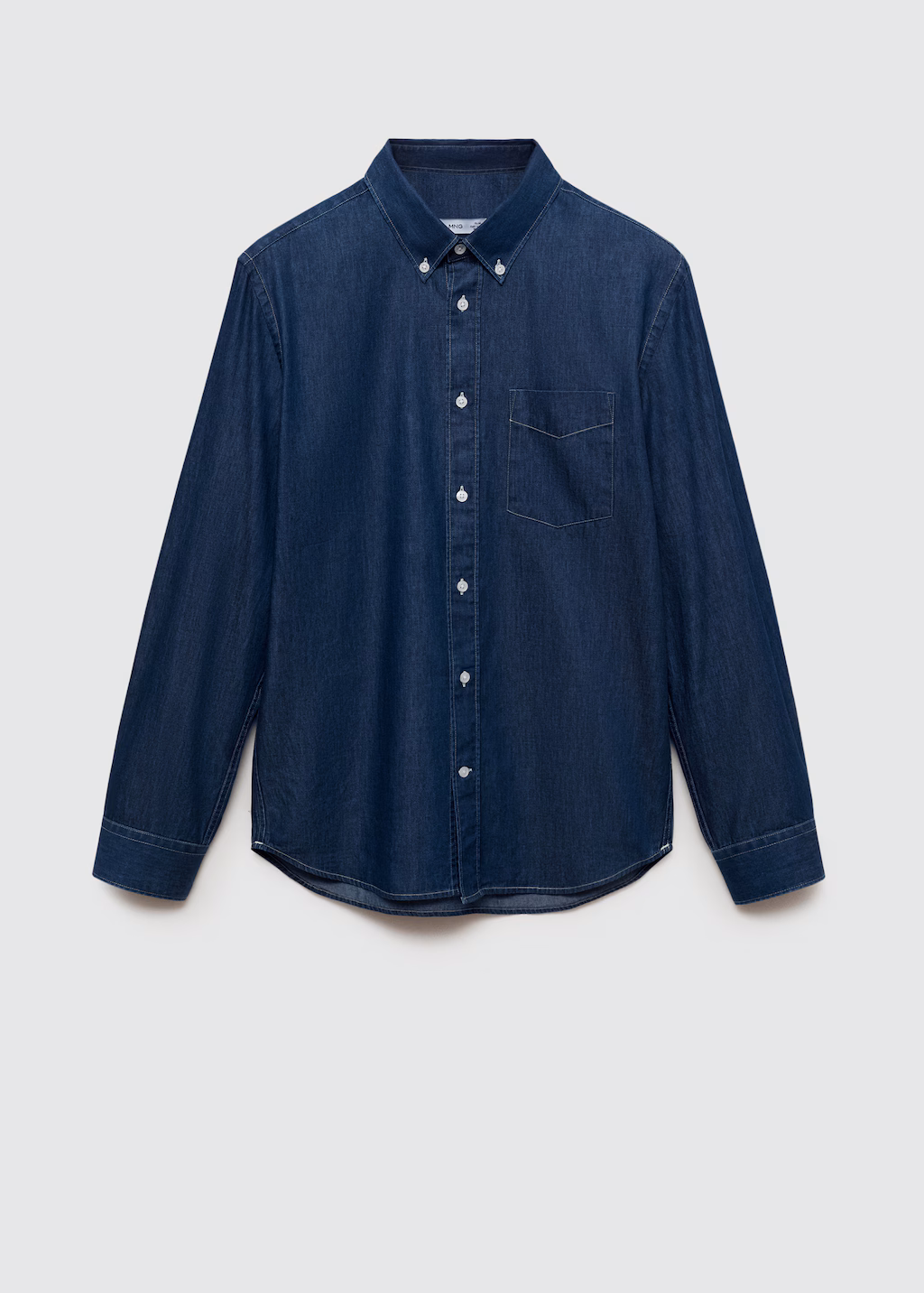Regular-fit chambray cotton shirt - Dark Blue