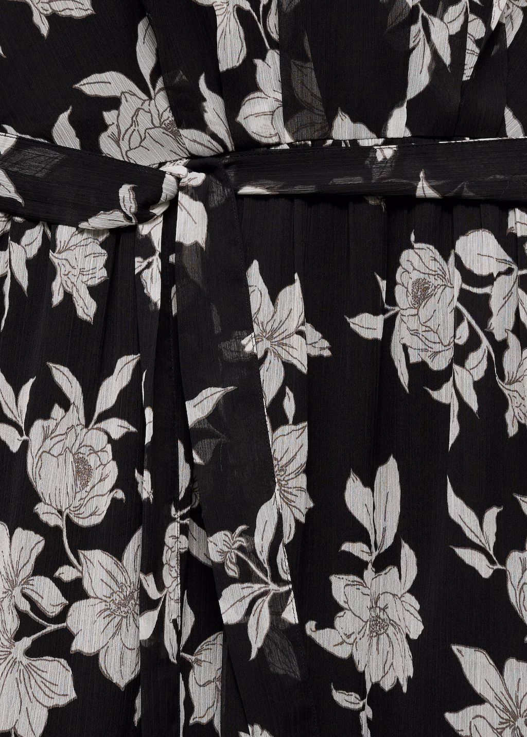 Ruffled floral print dress - Black