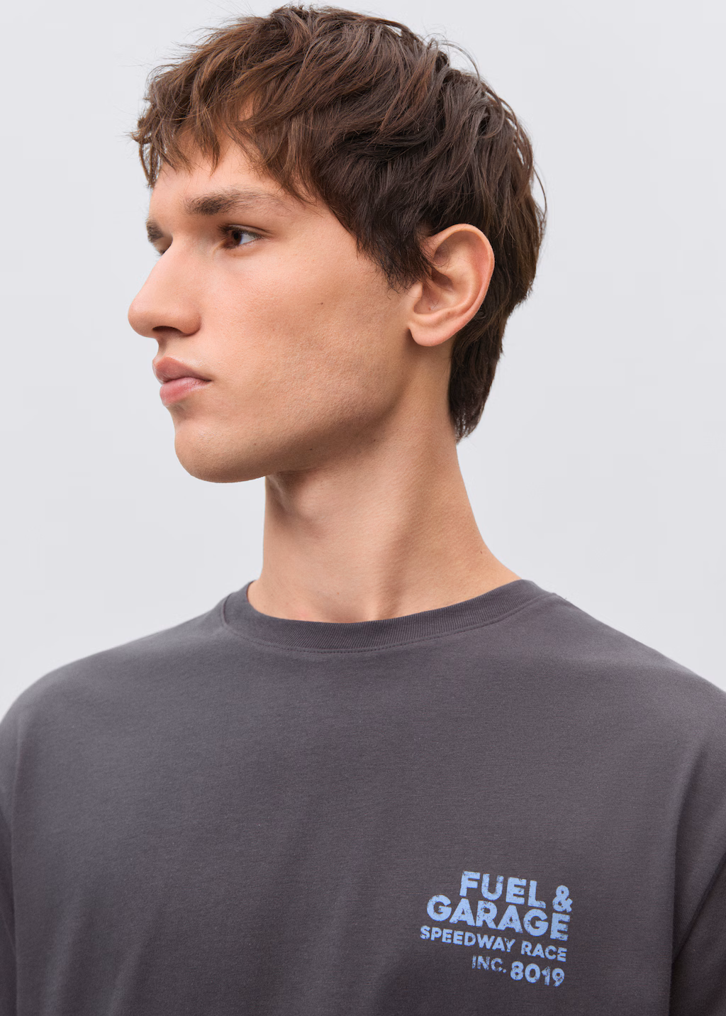 Printed cotton-blend t-shirt - Charcoal