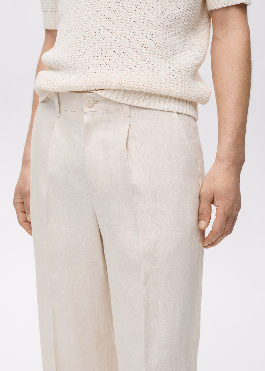 100% linen pleated trousers - Medium Green