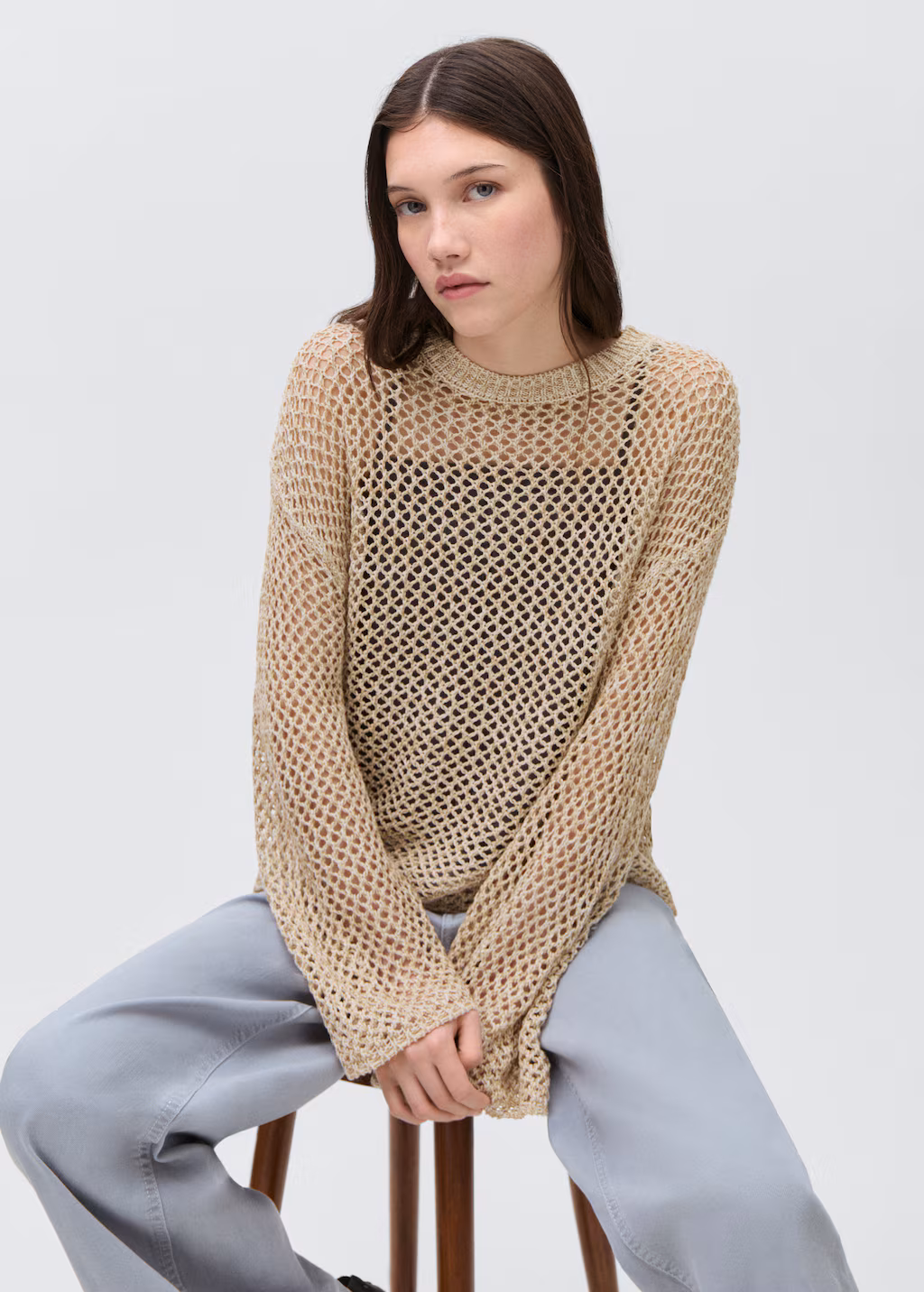 Openwork knit sweater - Beige