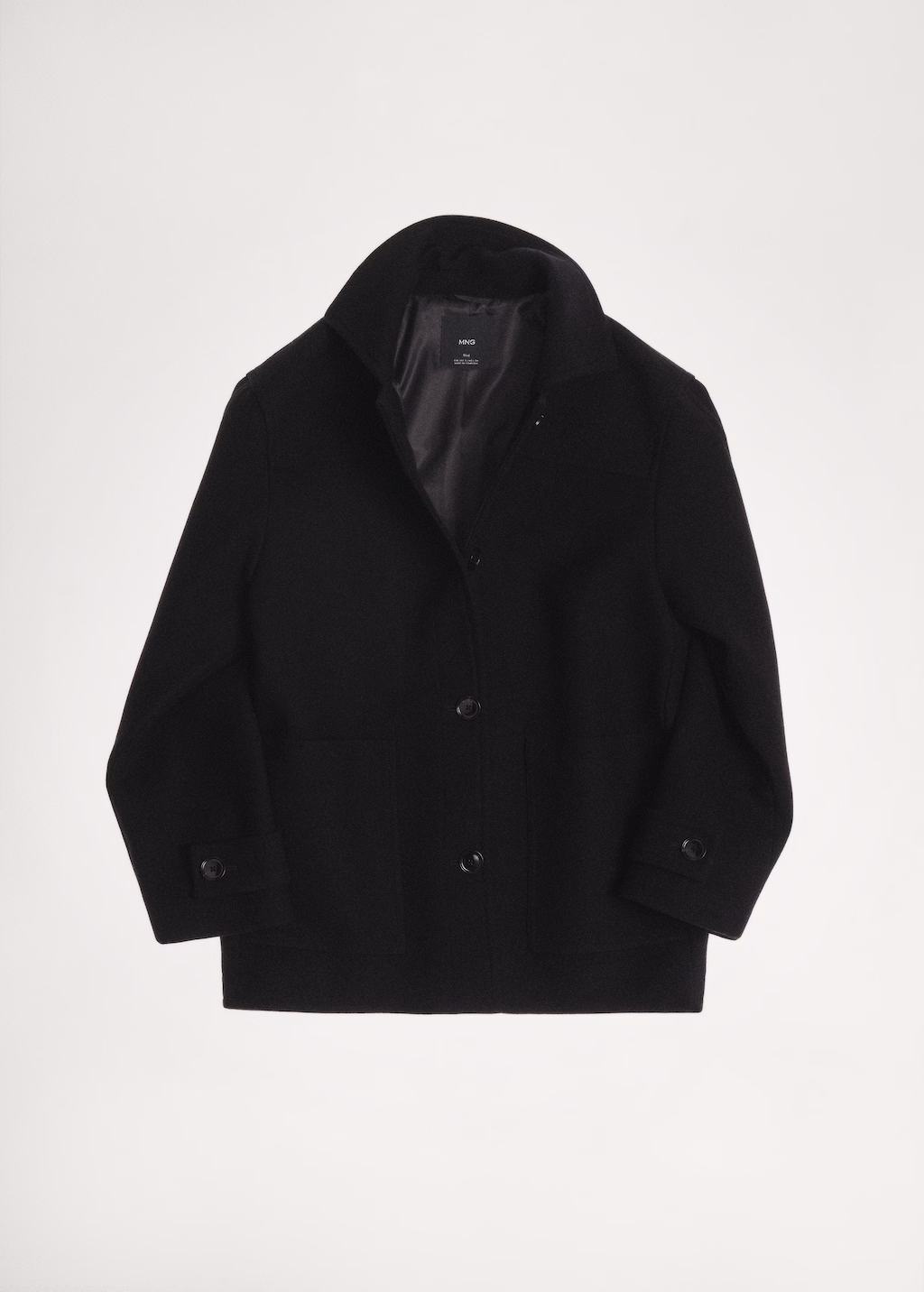 Midi wool coat with buttons - Black