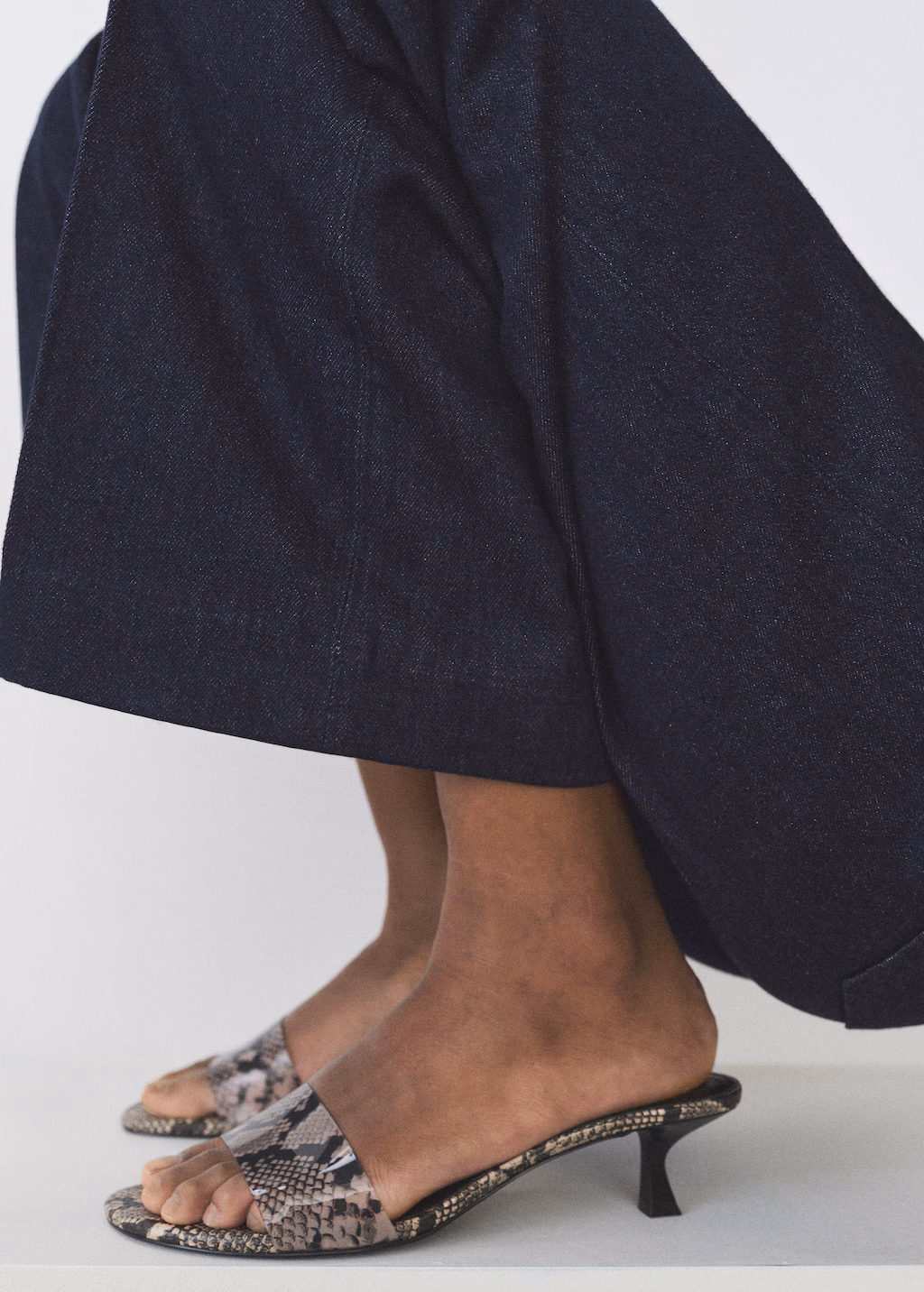 High-waisted wideleg cotton trousers - Ecru