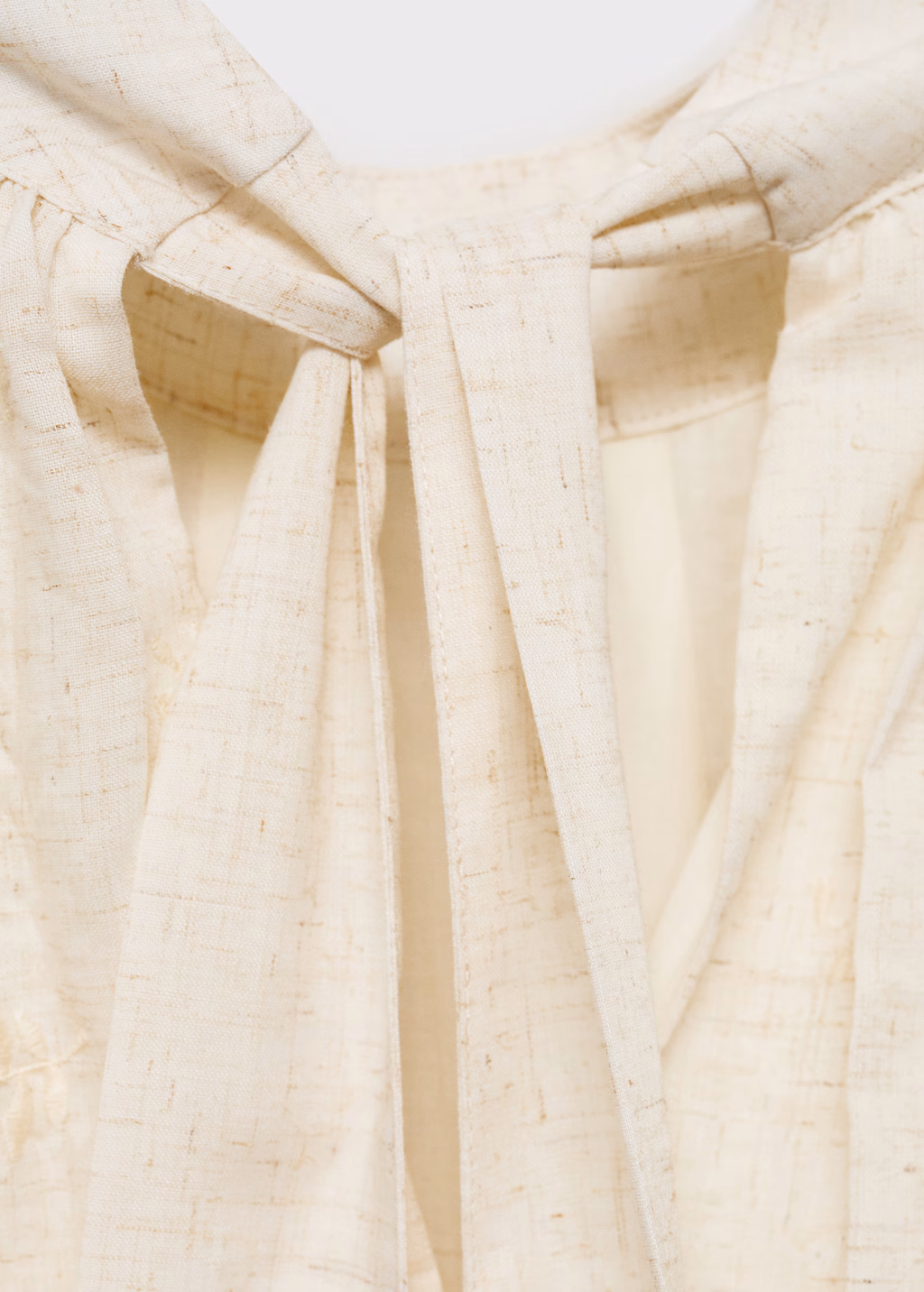 Embroidered linen-blend dress - Sand