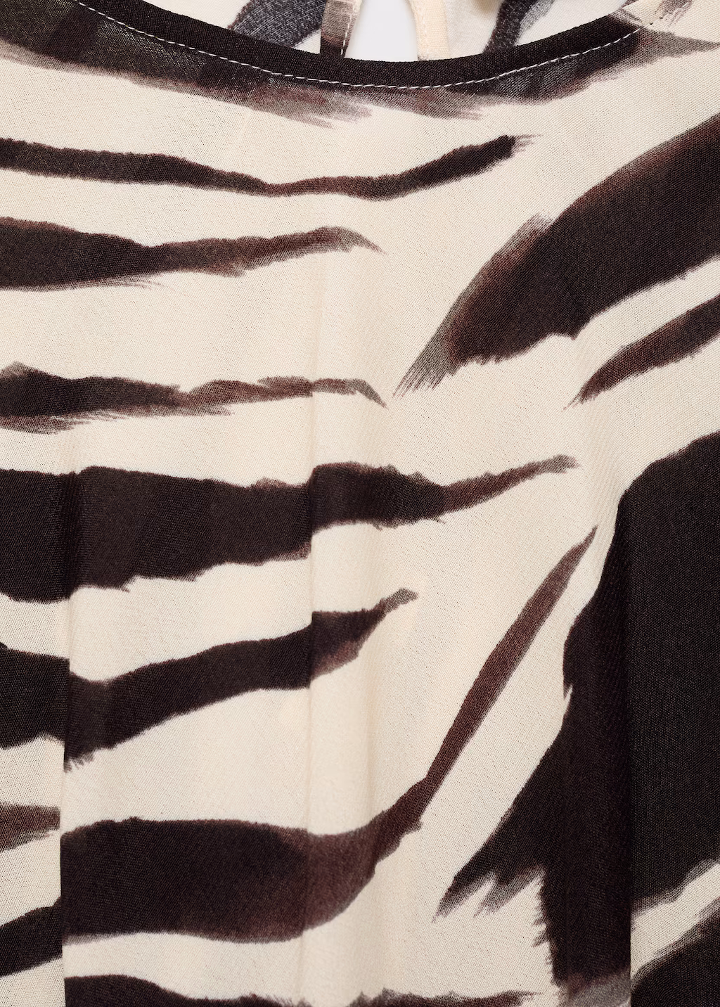 Zebra-print midi-dress - Ecru