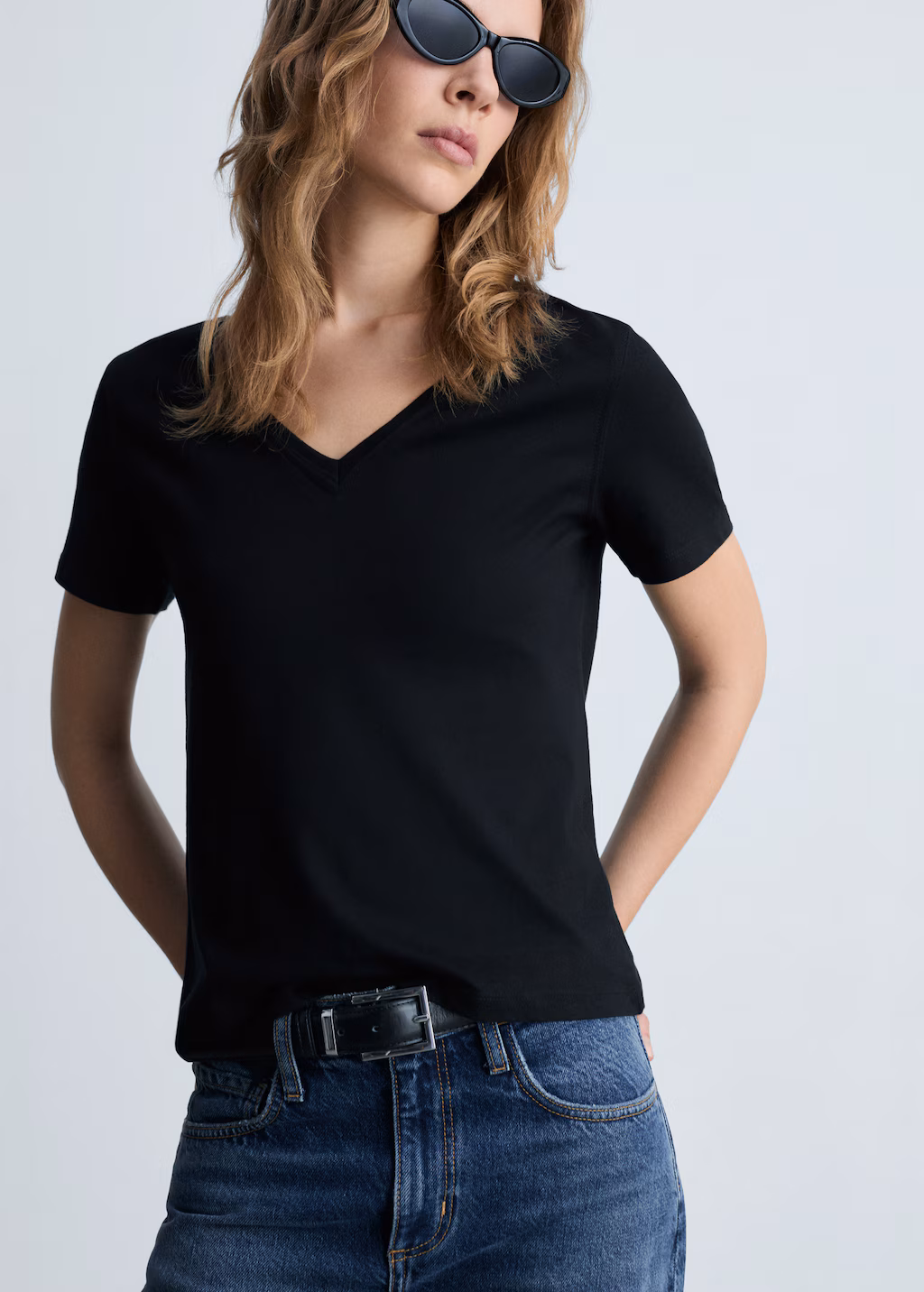 V-neck cotton T-shirt - White