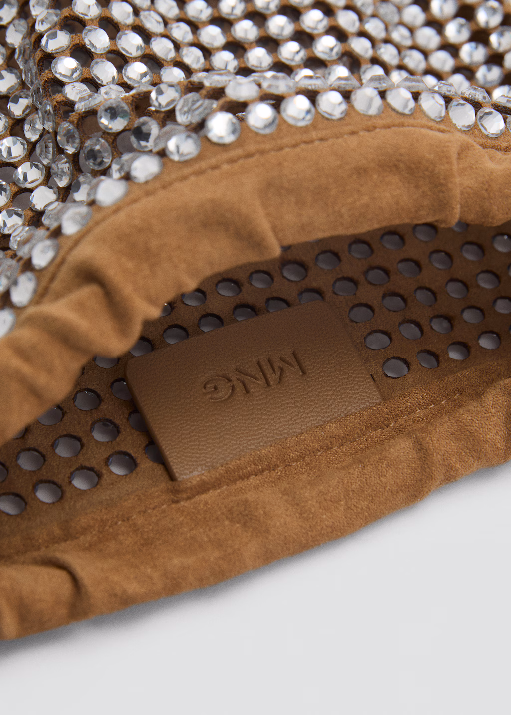 Handbag with rhinestone decoration - Medium Brown