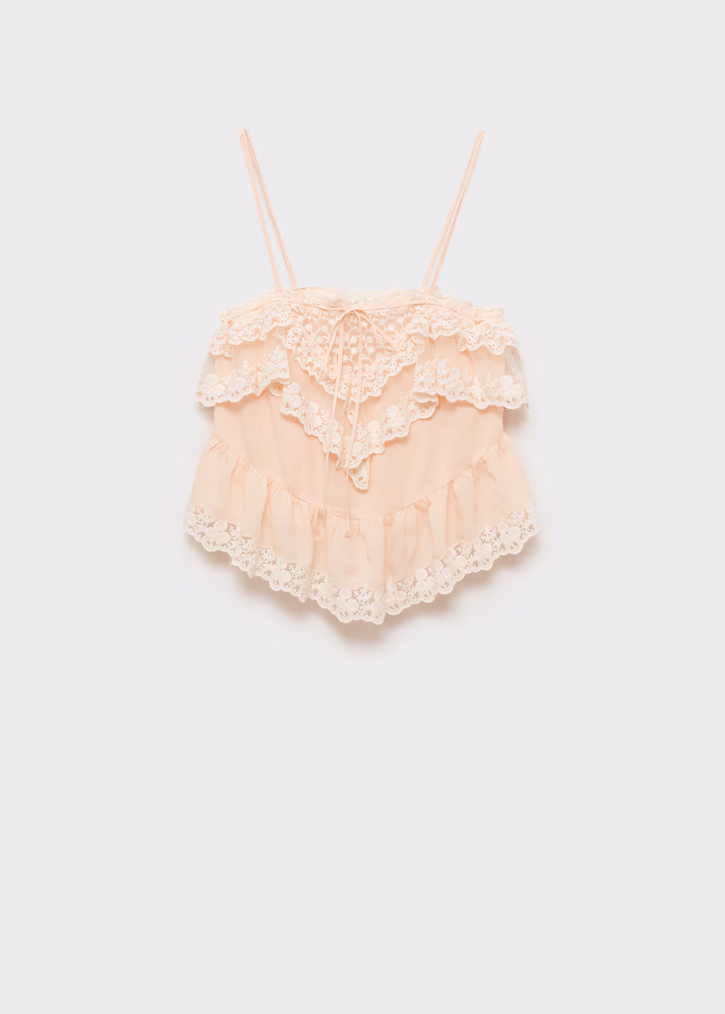 Ruffle top with lace detail - Pastel Pink
