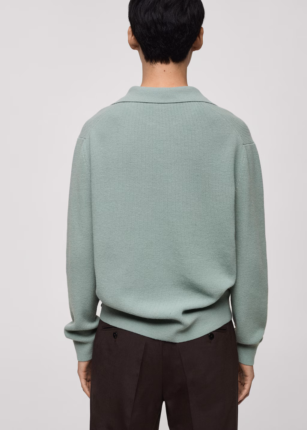 Knitted wool blend polo sweater - Dark Navy