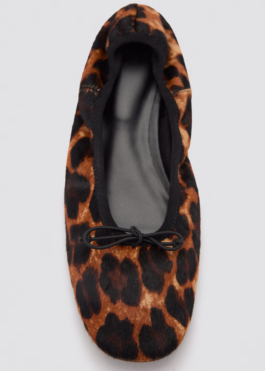 Leather leopard ballerina - Black