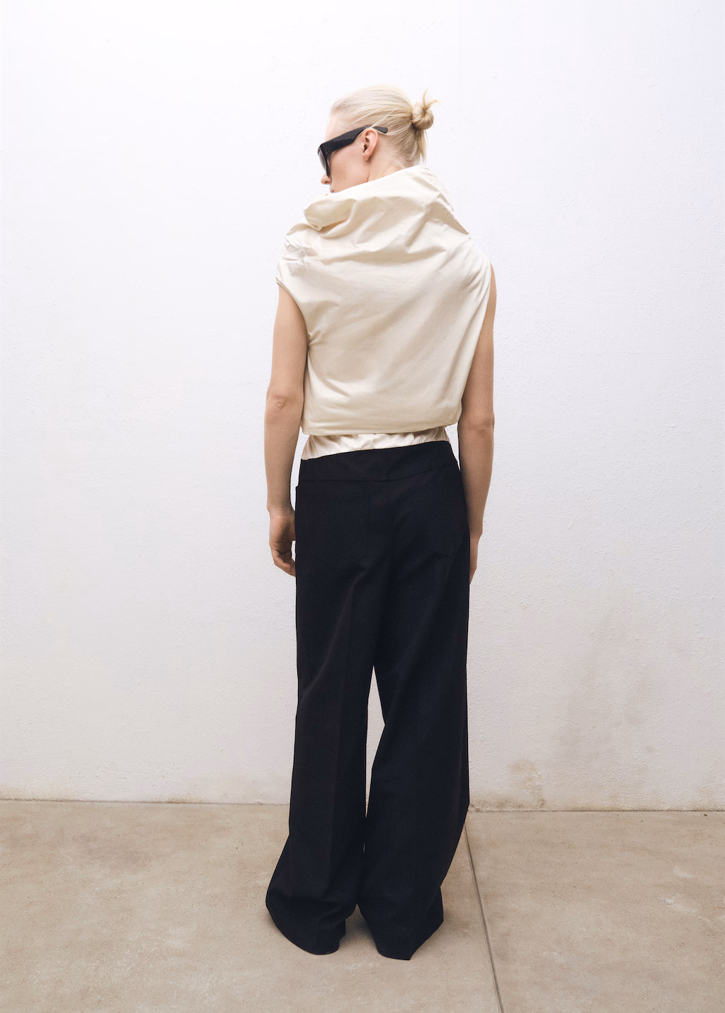 Combined wool-blend jogger trousers - Black