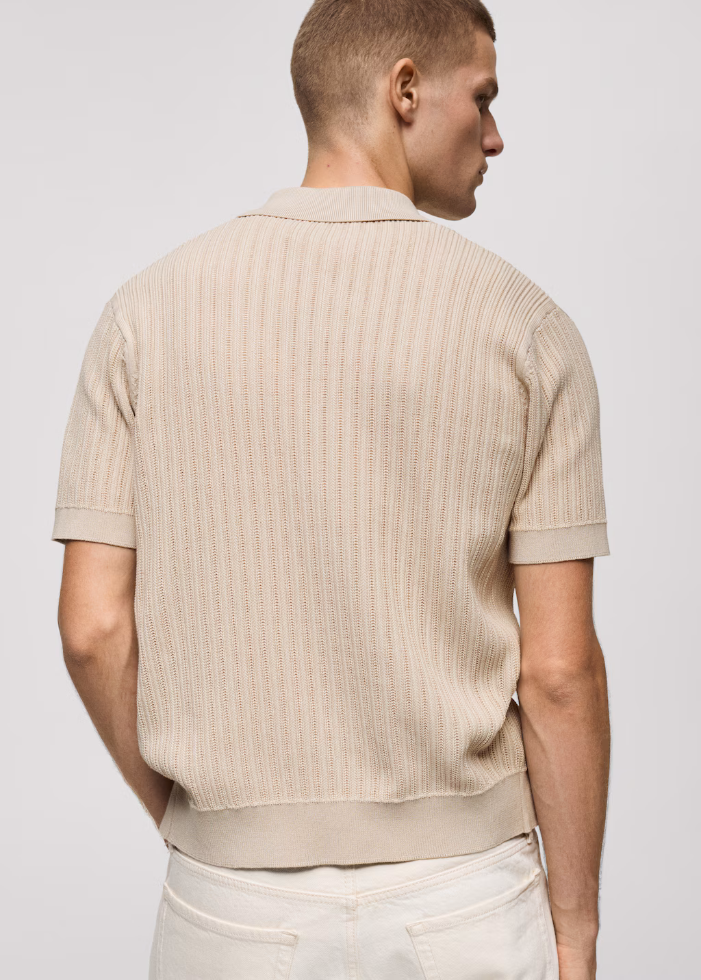 Cotton structued polo shirt with buttons - Dark Navy