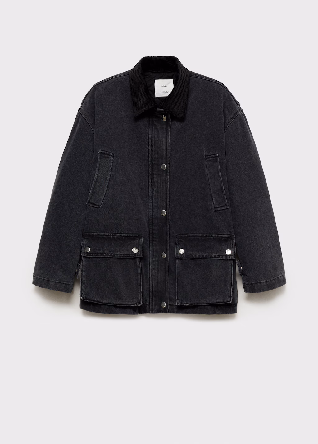 Jacket with corduroy collar pockets - Black denim