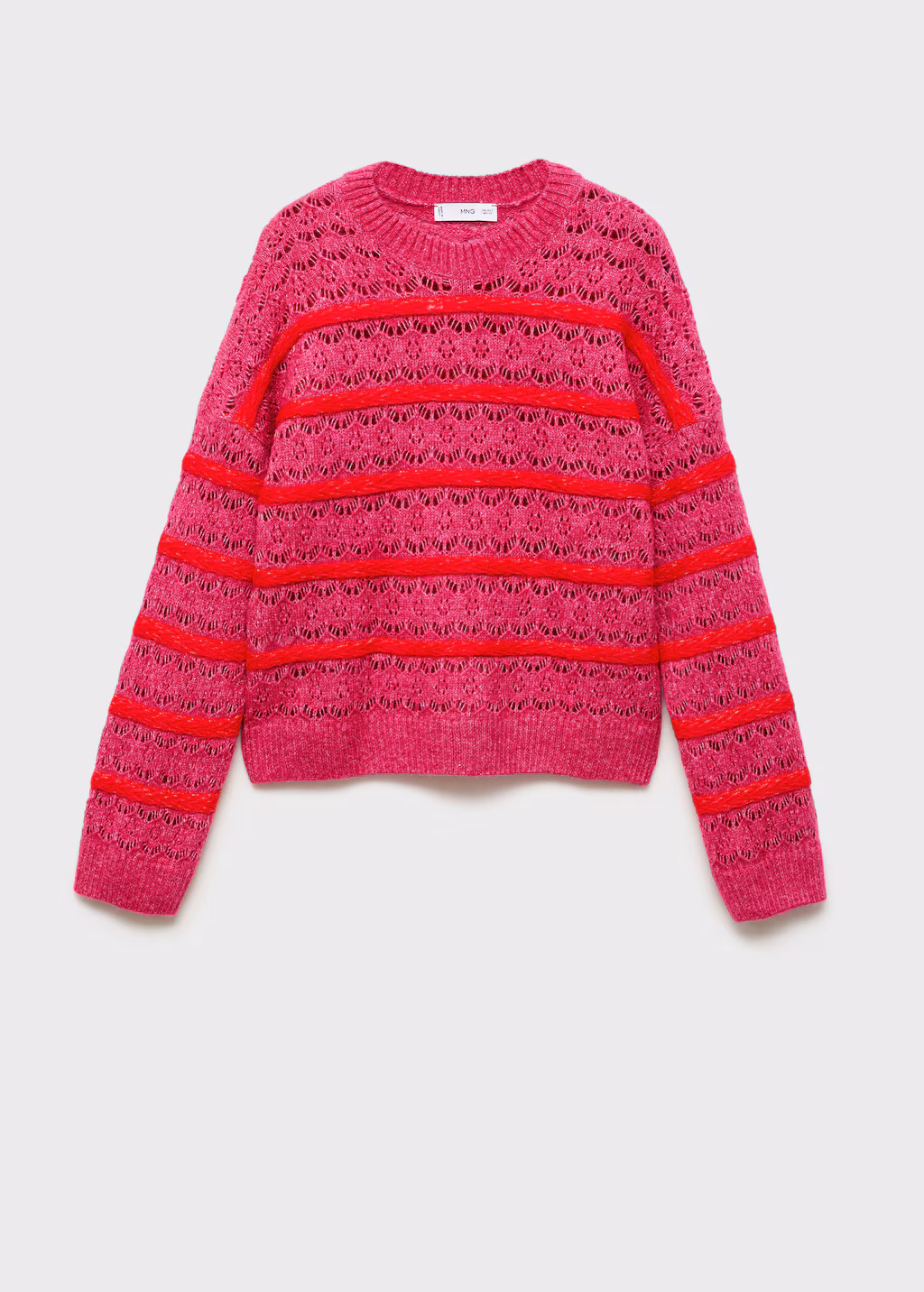 Two-tone openwork sweater - Pastel Pink