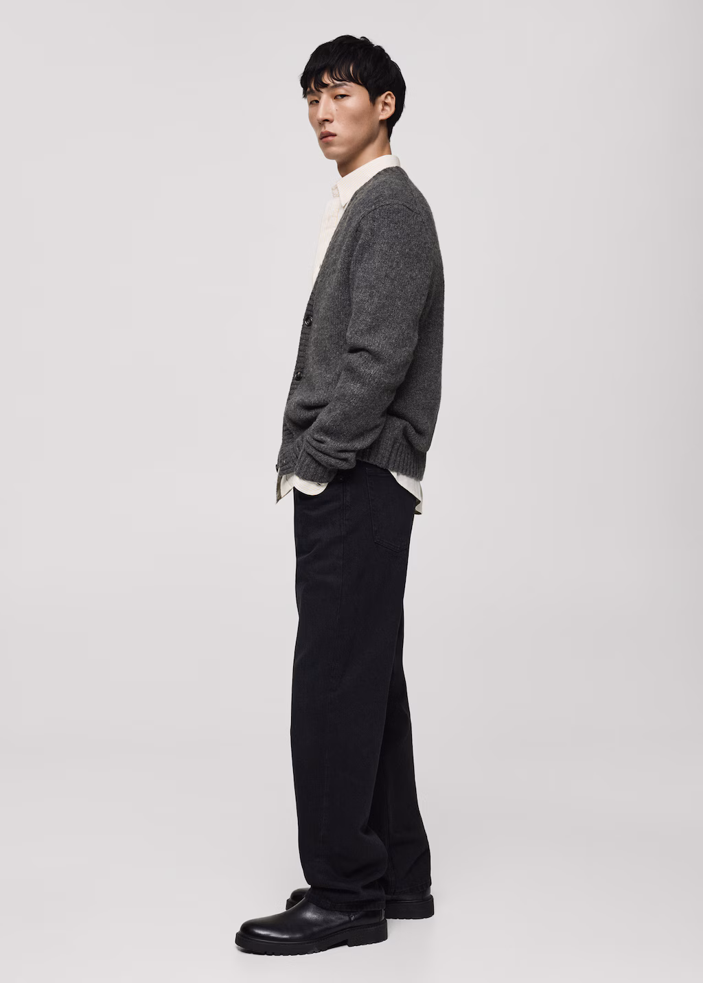 Knitted wool blend cardigan - Medium Heather Grey