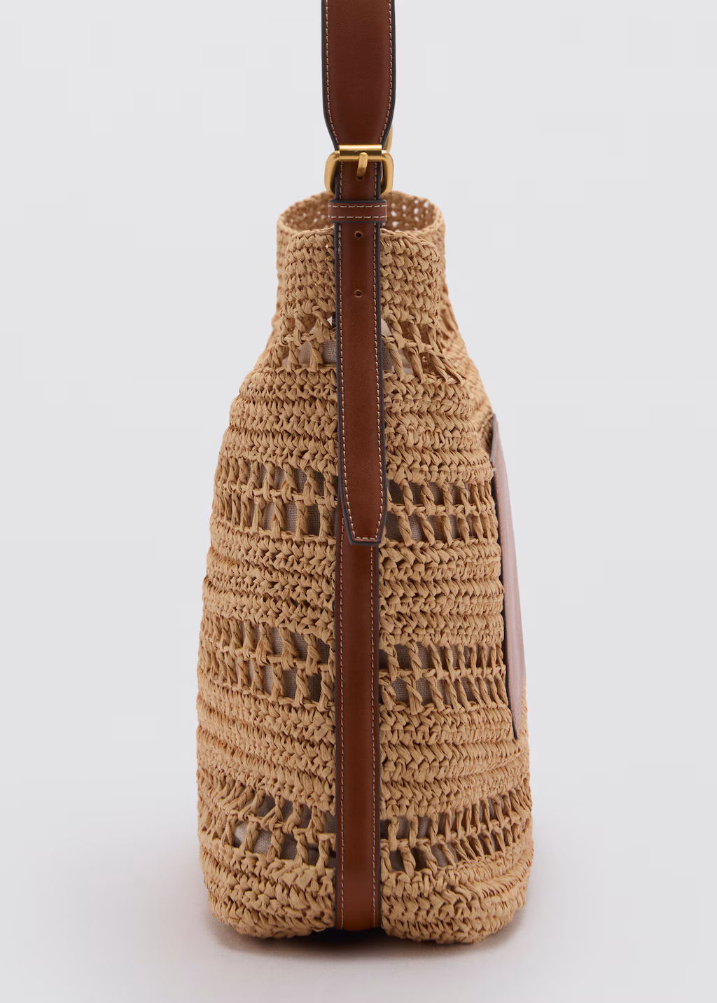 Natural fibre shoulder bag - Leather