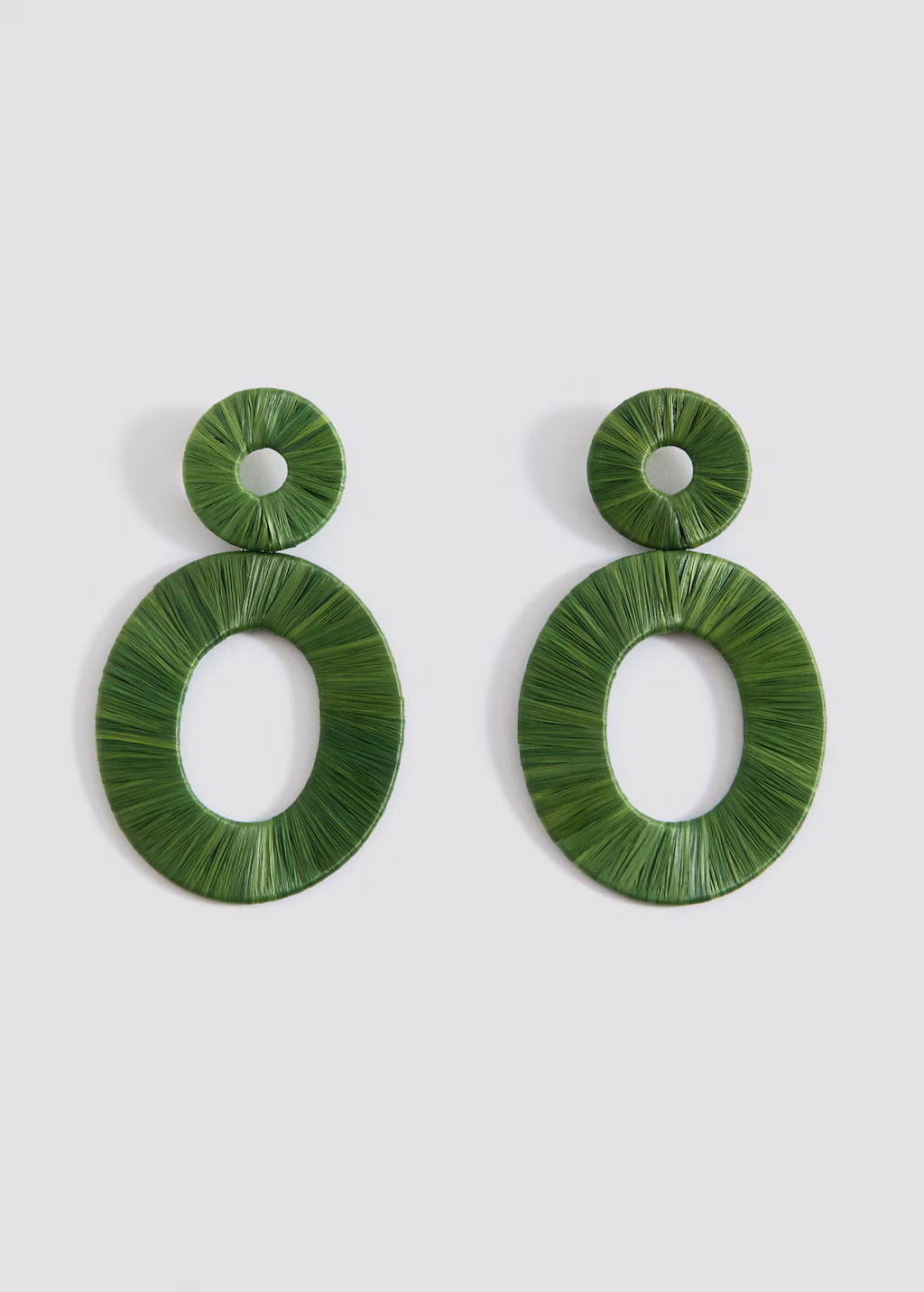 Natural fibre circular-design earrings - Red
