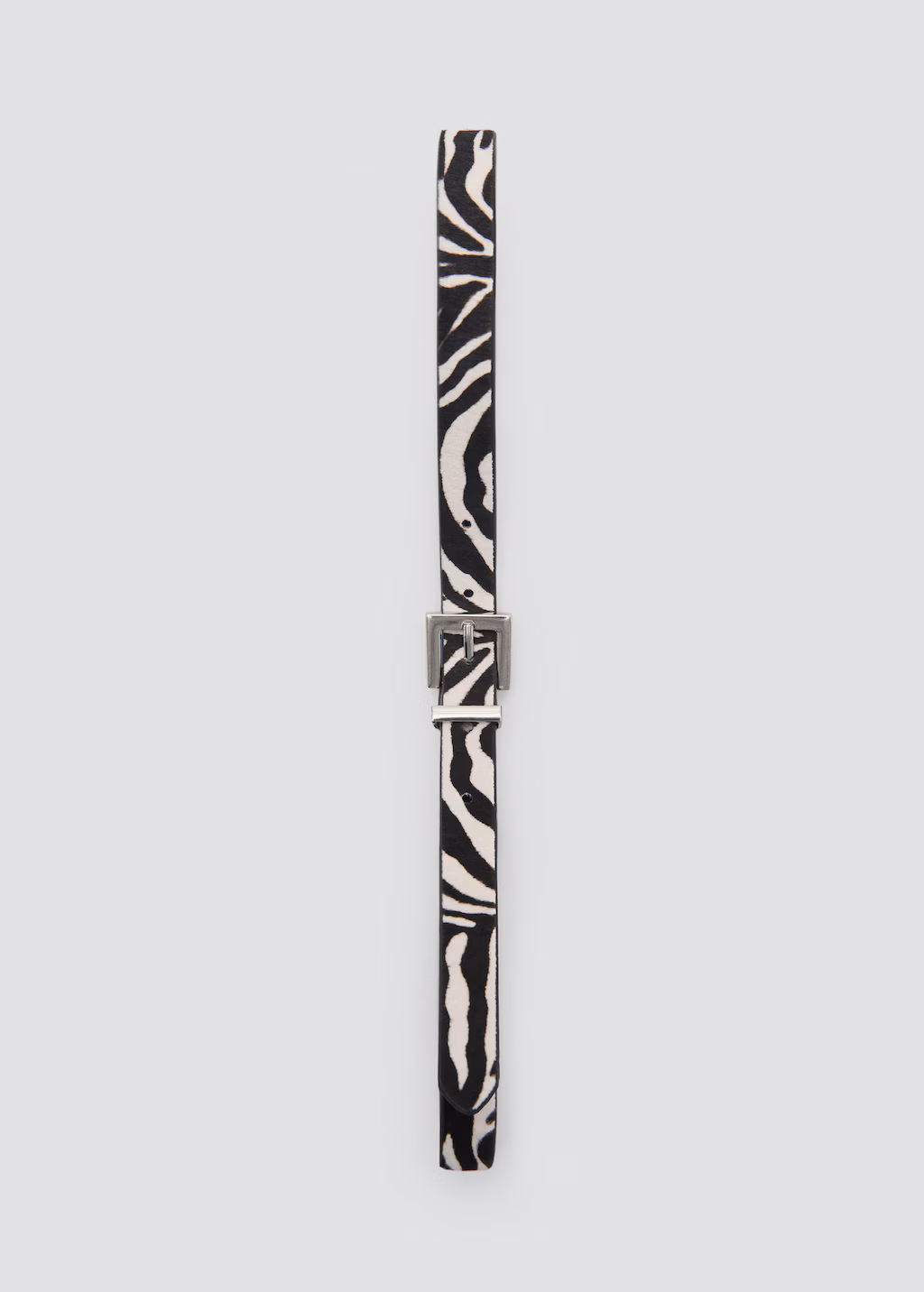 Zebra-print fur belt - Black