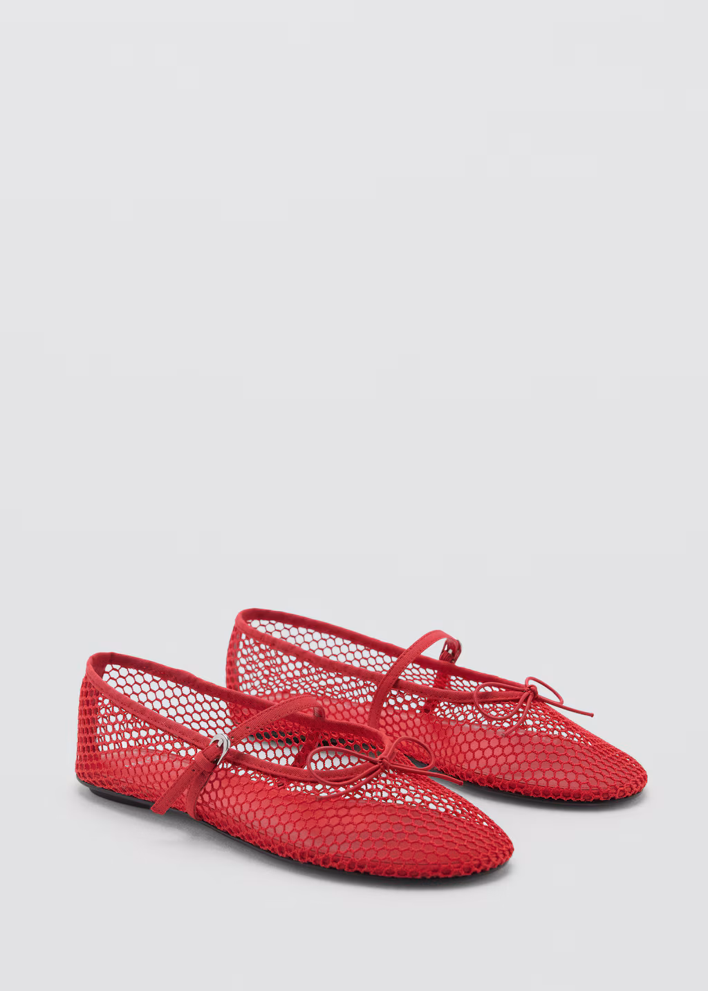 Mesh ballerina flats with buckle strap - Black