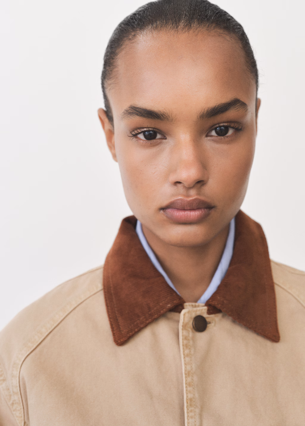 Denim parka with contrasting collar - Sand