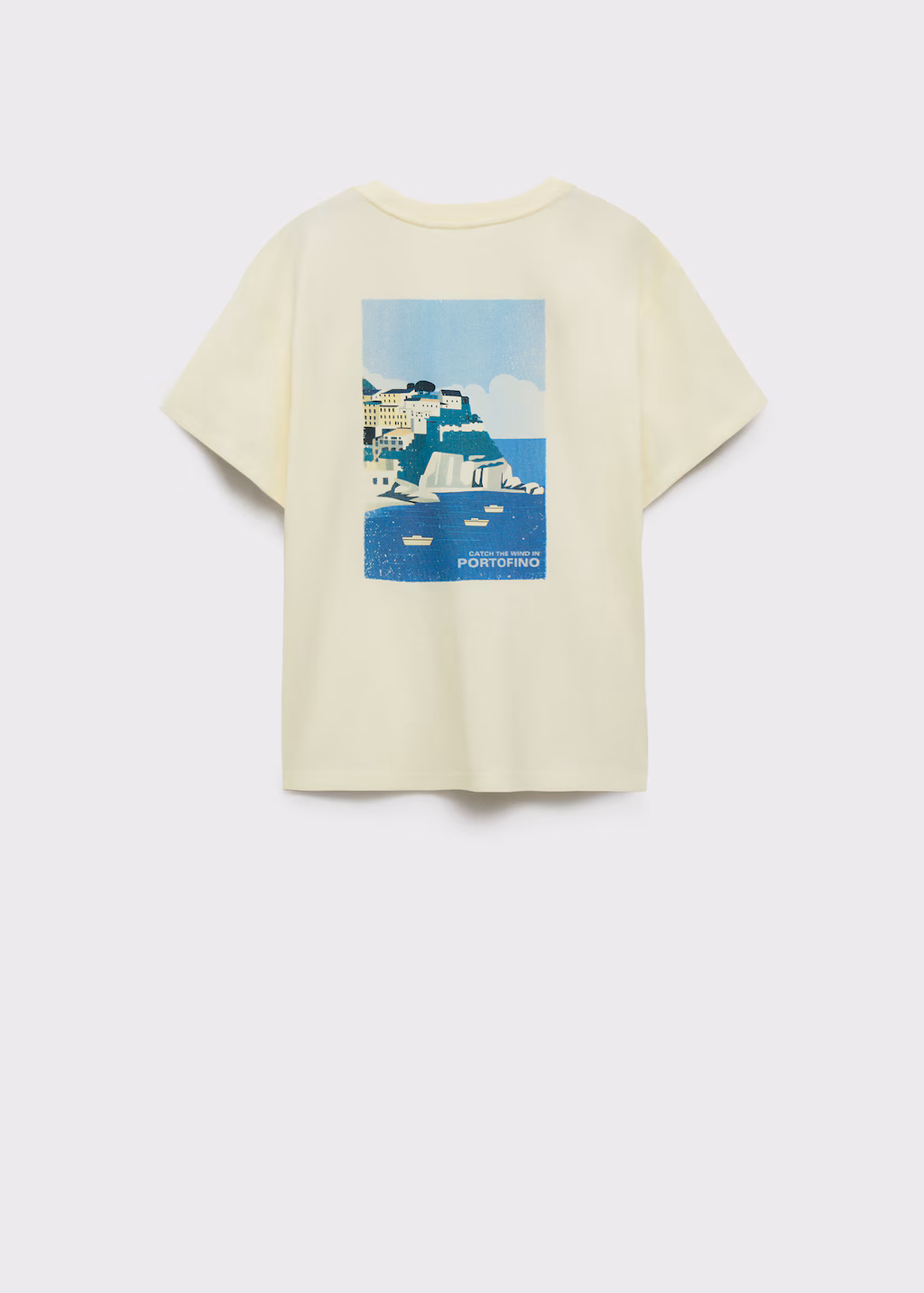 Cotton t-shirt with printed drawing - Yellow