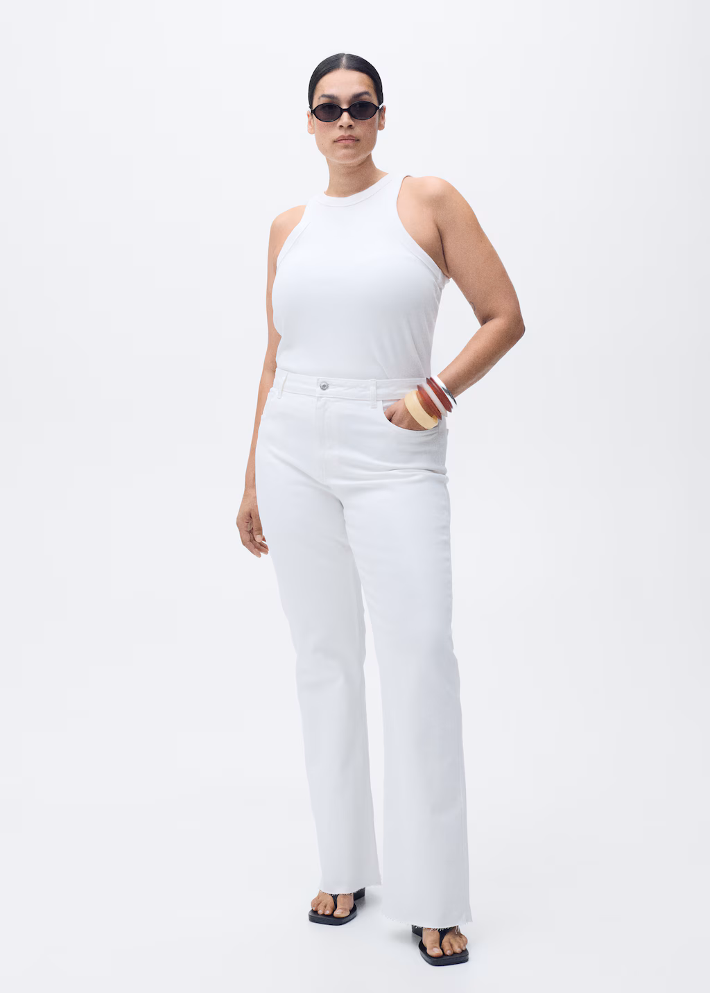 Fiona flared mid-rise jeans - White