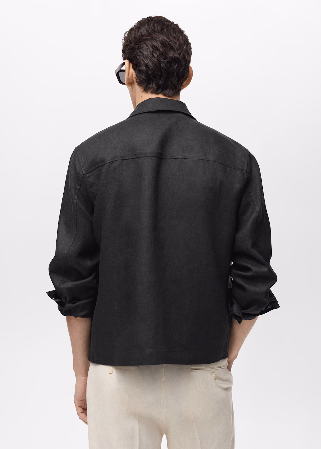 100% linen jacket with zip - Ivory White