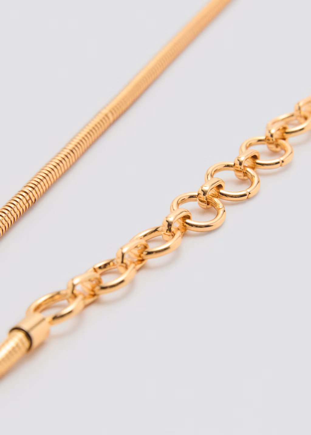 Combined metal belt with flower decoration - Gold