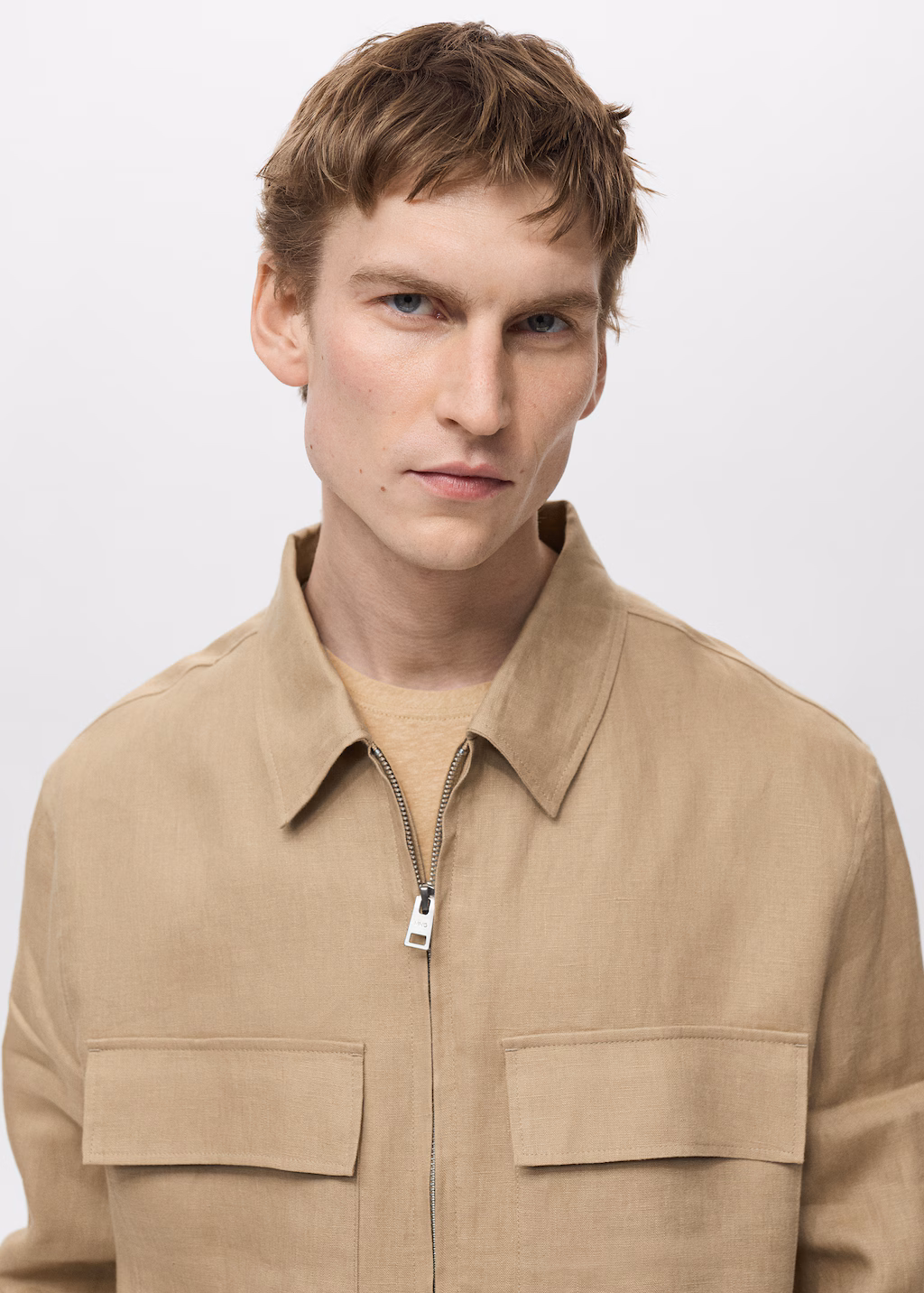 100% linen jacket with pockets - Green