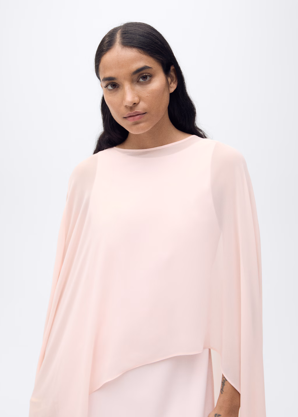 Long semi-transparent cape - Sky Blue