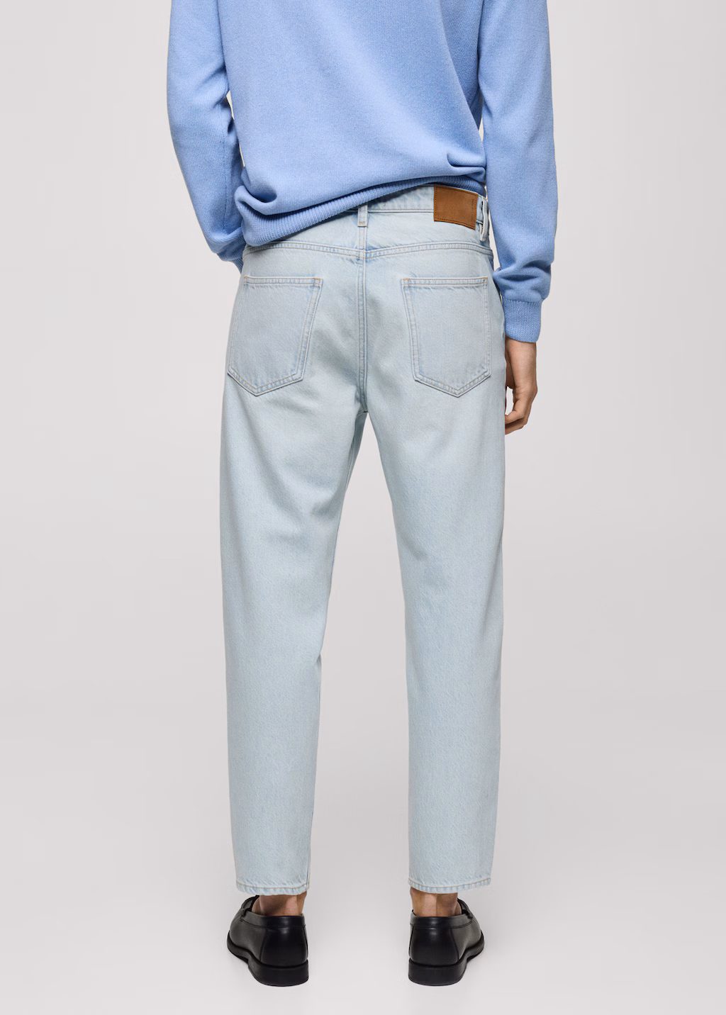 Cropped tapered-fit jeans - Black denim