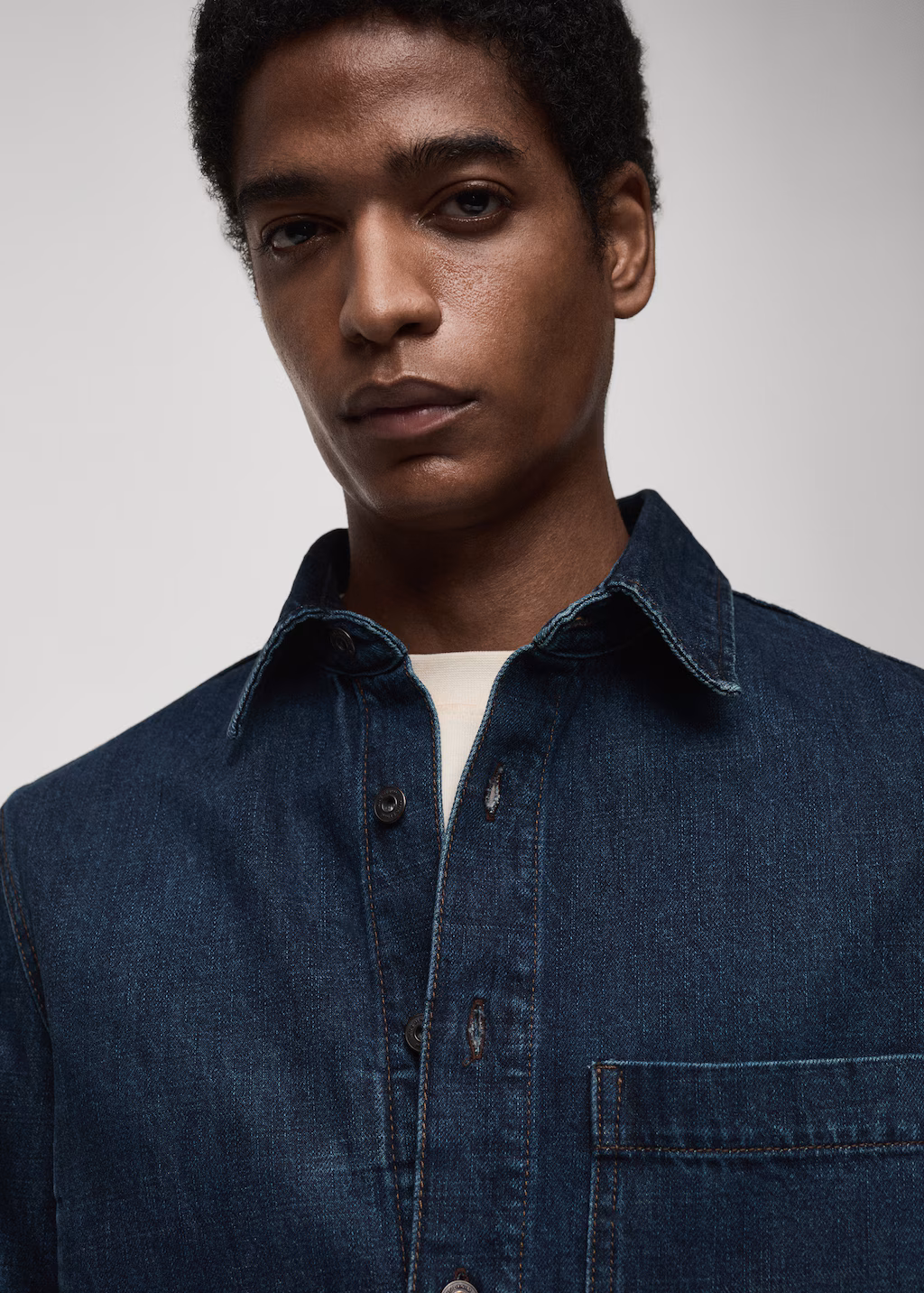 Regular-fit denim overshirt - Open Blue