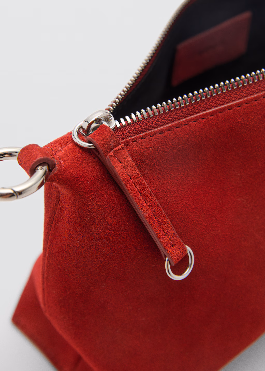 Leather handbag with fringes - Red