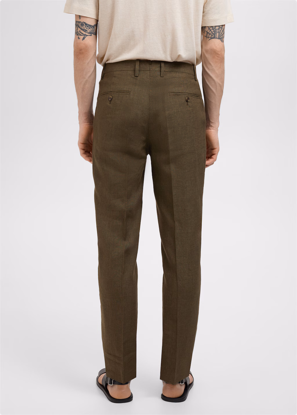 Slim fit 100% linen suit pants - Dark Navy