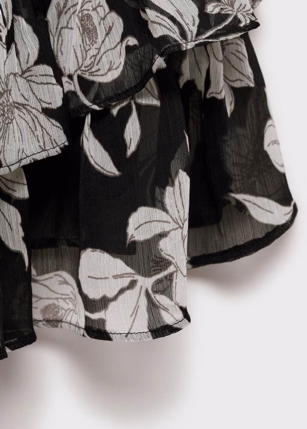 Ruffled floral print dress - Black