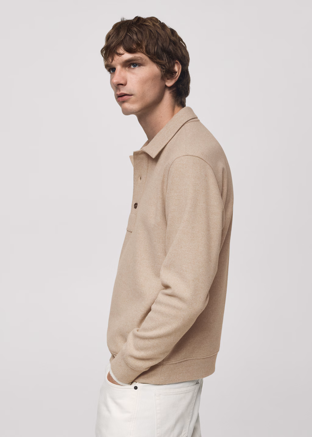 Regular fit sweatshirt-fabric polo shirt - Charcoal