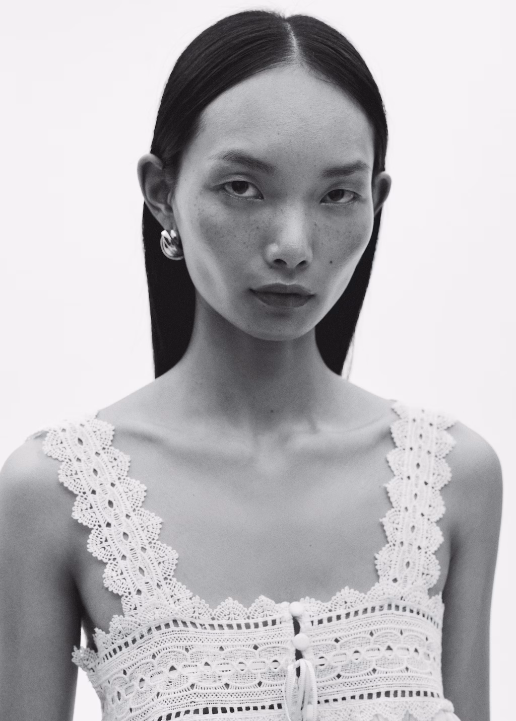 Openwork detail top - White