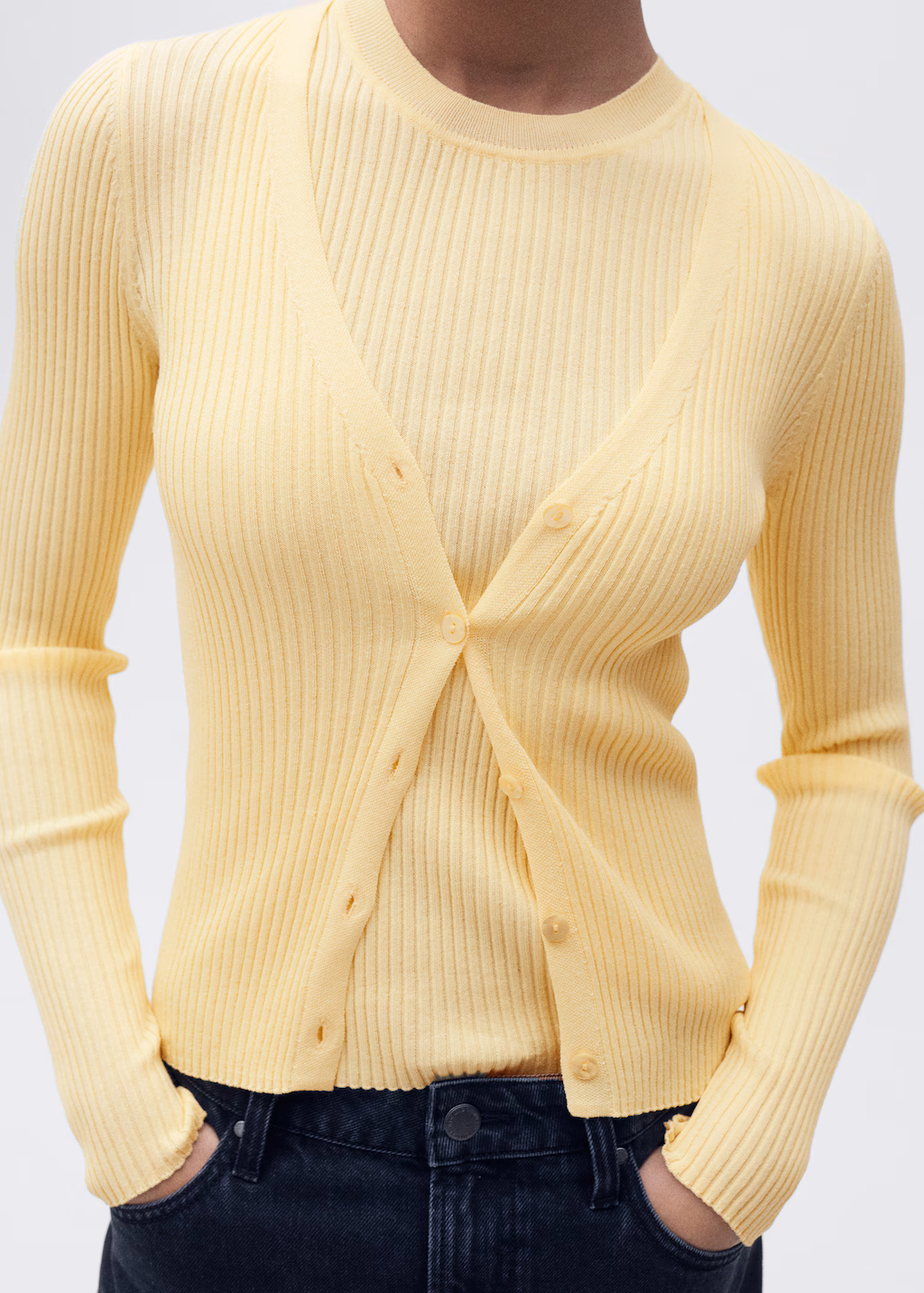 Ribbed knit top - Sky Blue